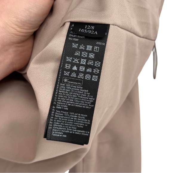 All Saints 8 Dalby Slim-Fit Leather‎ Biker Jacket Misty Pink Zipper Moto Boho - Picture 14 of 15